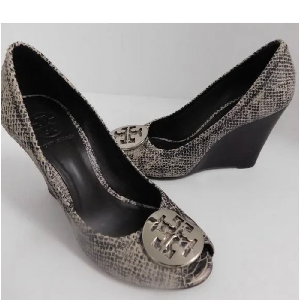 Tory Burch Julianne-Pitone Rocha Python Wedge Heels